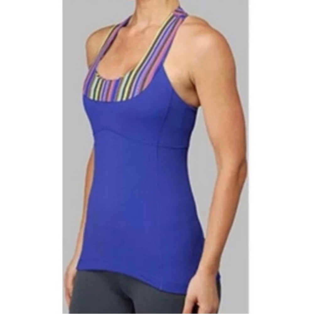 Lululemon Tank Blue Multi Poncho Scoop Neck (Blue, Size 6)